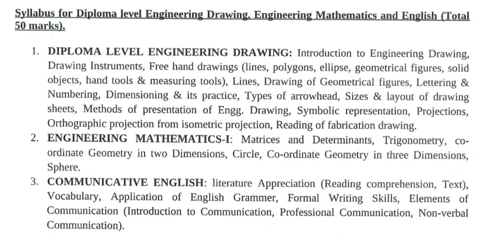 syllabus for Engineering govt job 